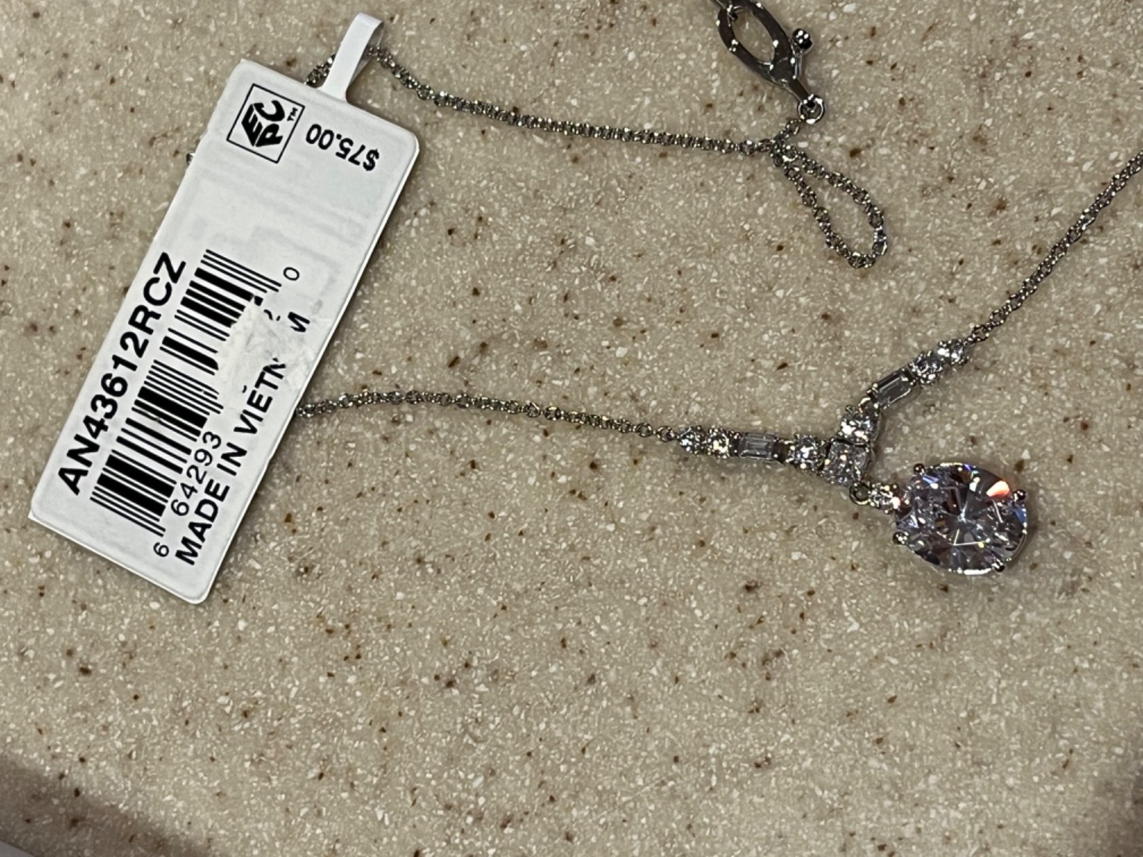 Nadri Delphine Small Frontal Short Pendant Silver Necklace