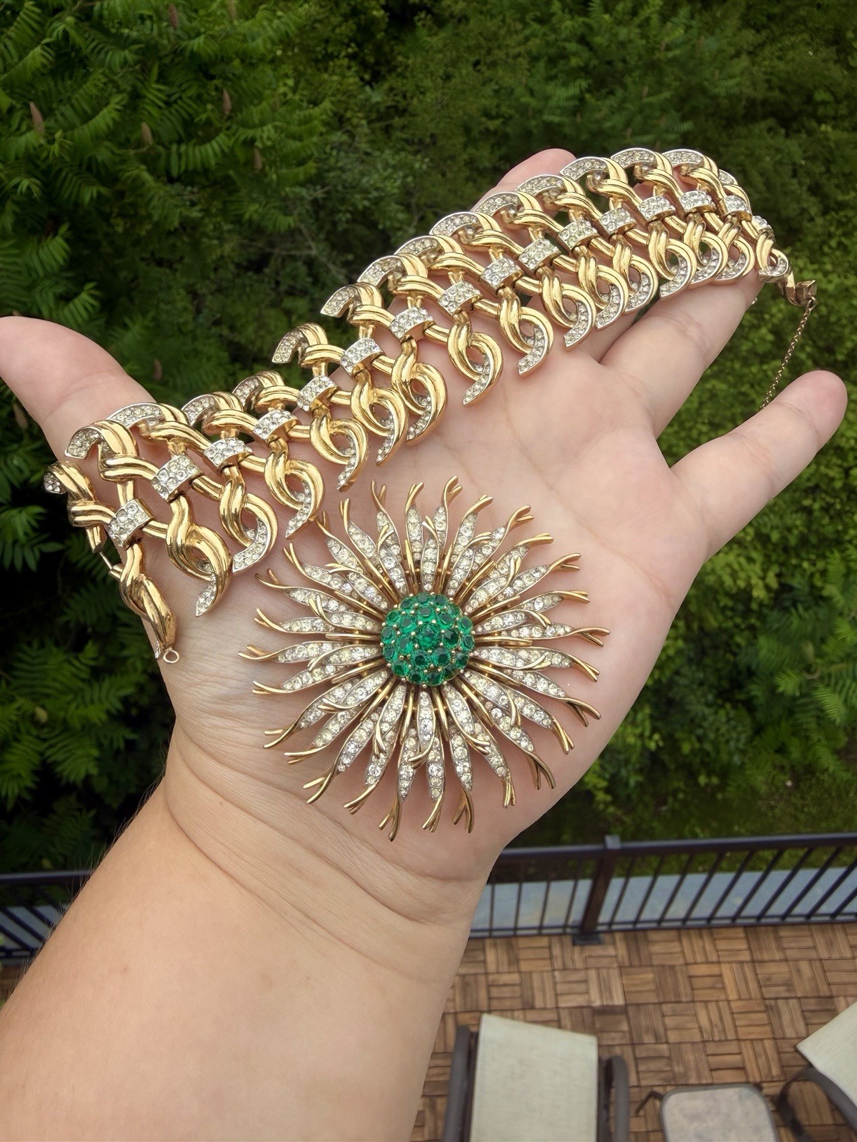 Trifari Married Set Brooch And Bracelet By Alfred Phillipe