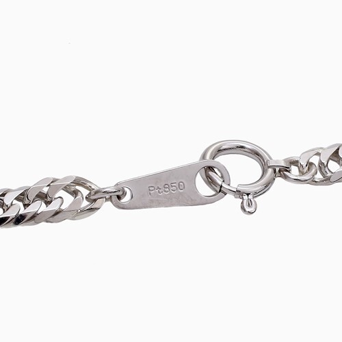 Pt850 Solid Platinum 3.3mm 6-Sided Double Curb Chain Necklace 17.75″ MIJapan