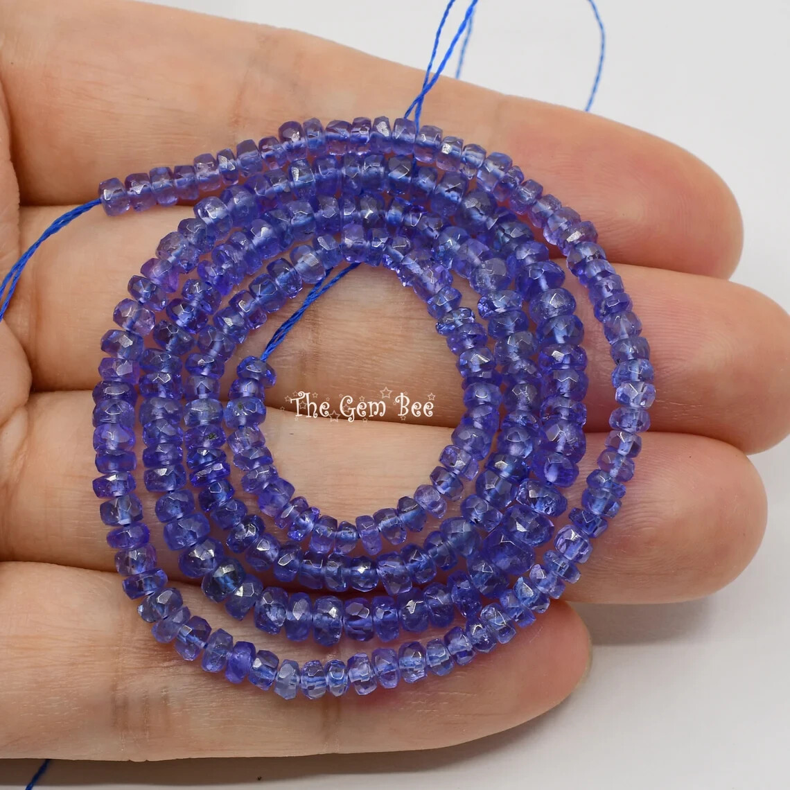 3mm-4.5mm Gem Grade Tanzanite Faceted Rondelle Bead 16 inch strand