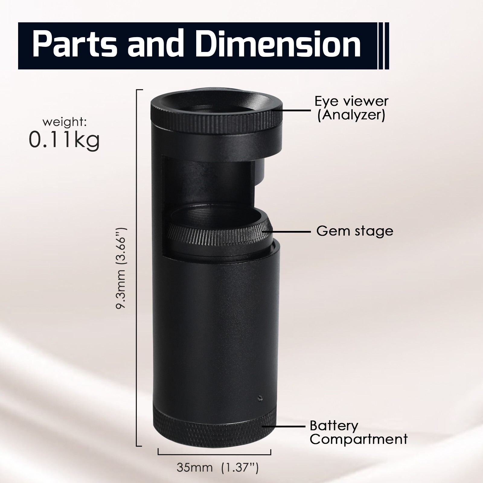 Handheld LED Polariscope 28mm Double Lens Loupe Magnifier for Jewelers & Gems