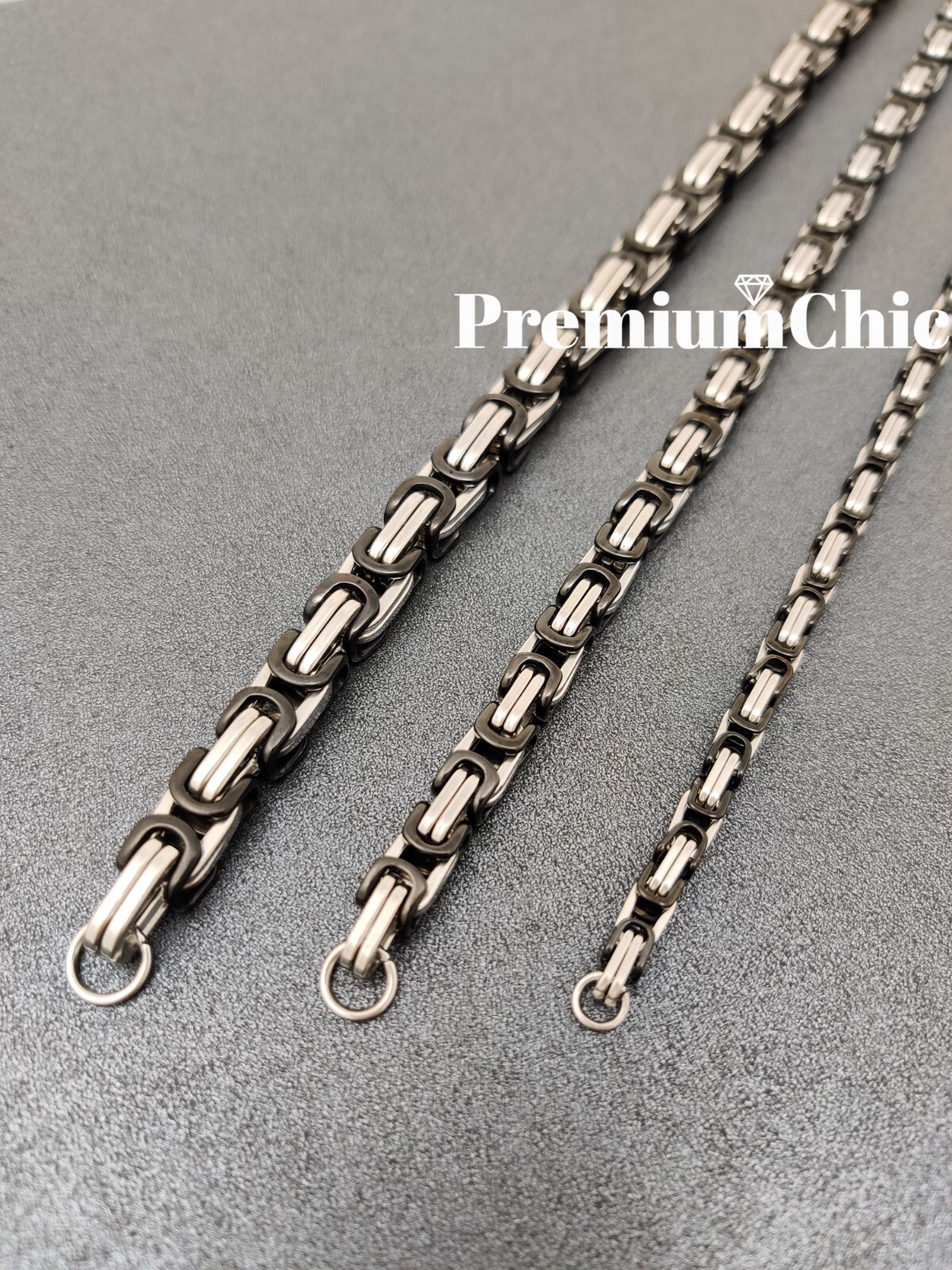 18″-30″ Stainless Steel 8MM Silver/Black Plated Byzantine Box Necklace Mens