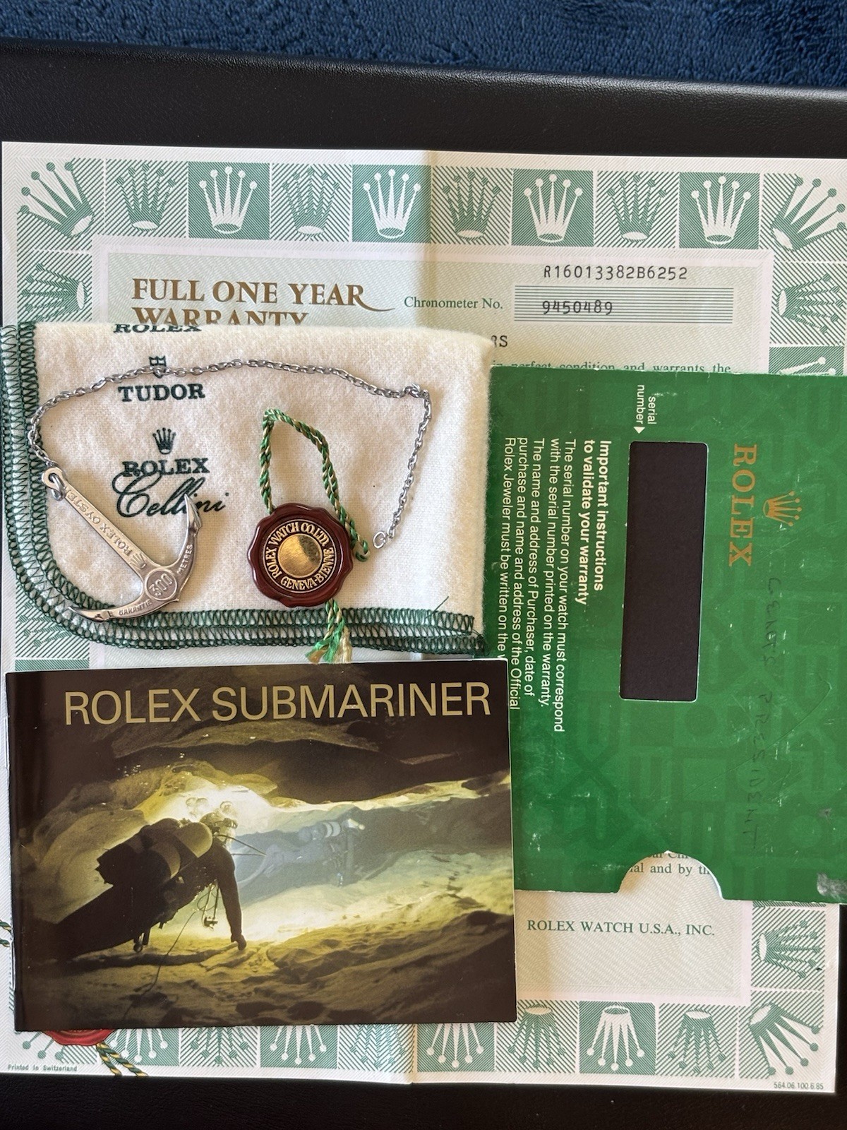 Rolex Submariner Manual, Warranty Papers, Rolex Paperwork , Hang Tags & Anchor