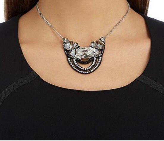 NWB SWAROVSKI Divine Crystal On Black Alcantara Necklace 5142970