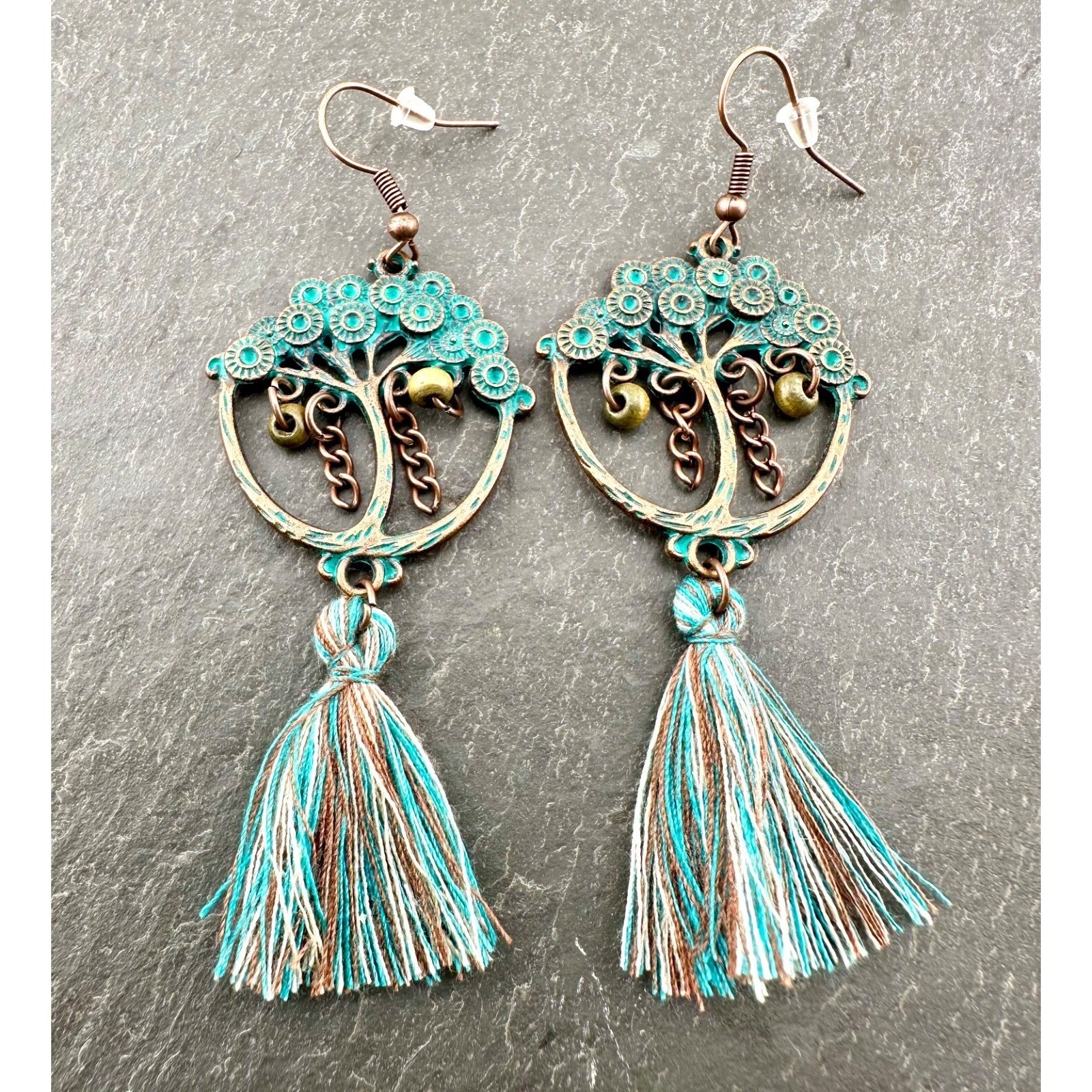 Tree of Life Tassel Earrings Copper Alloy Bohemian NEW