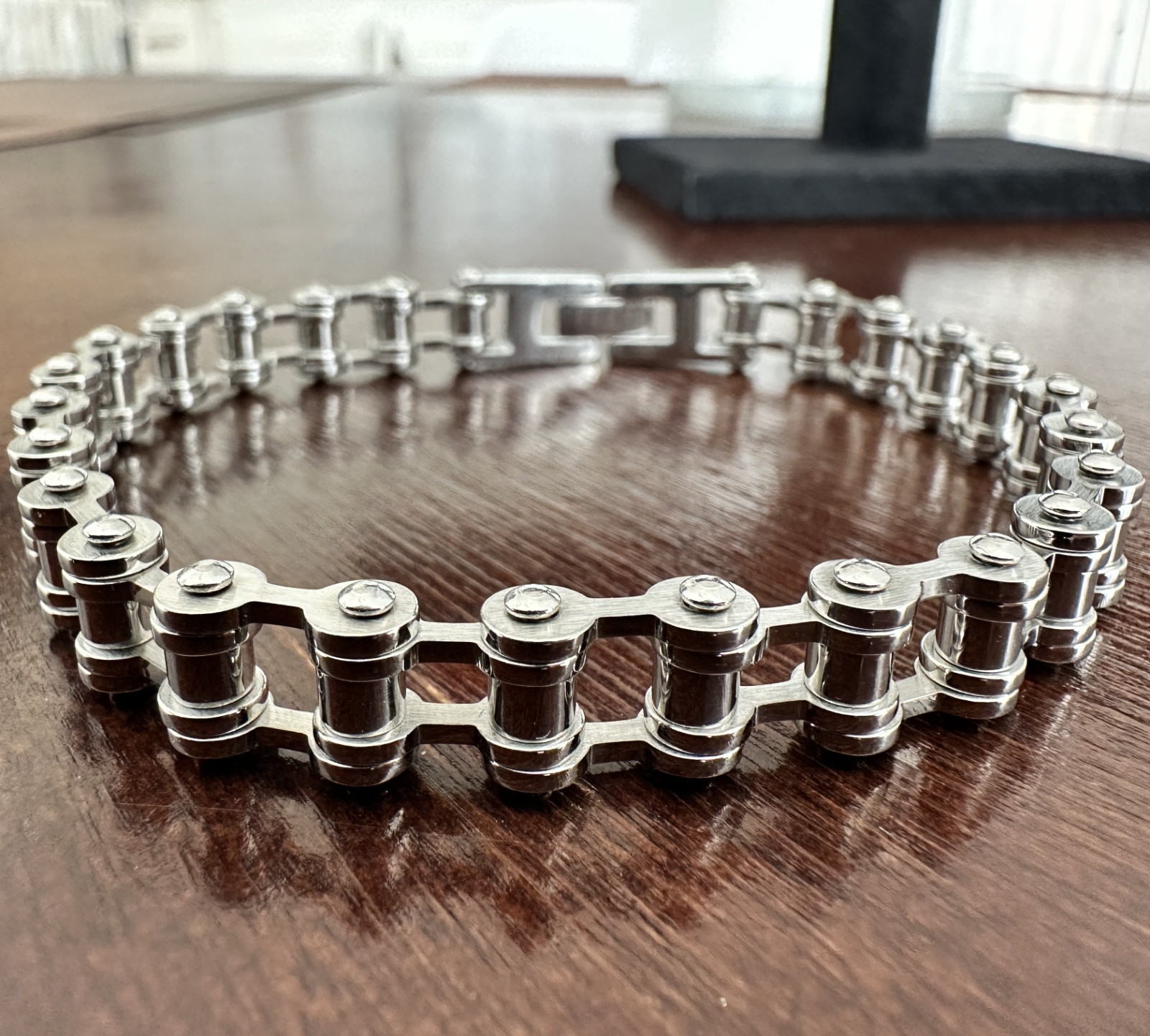 Men’s Stainless Steel Bike Chain Bracelet Heavy Duty Biker Link Wristband 8.26″