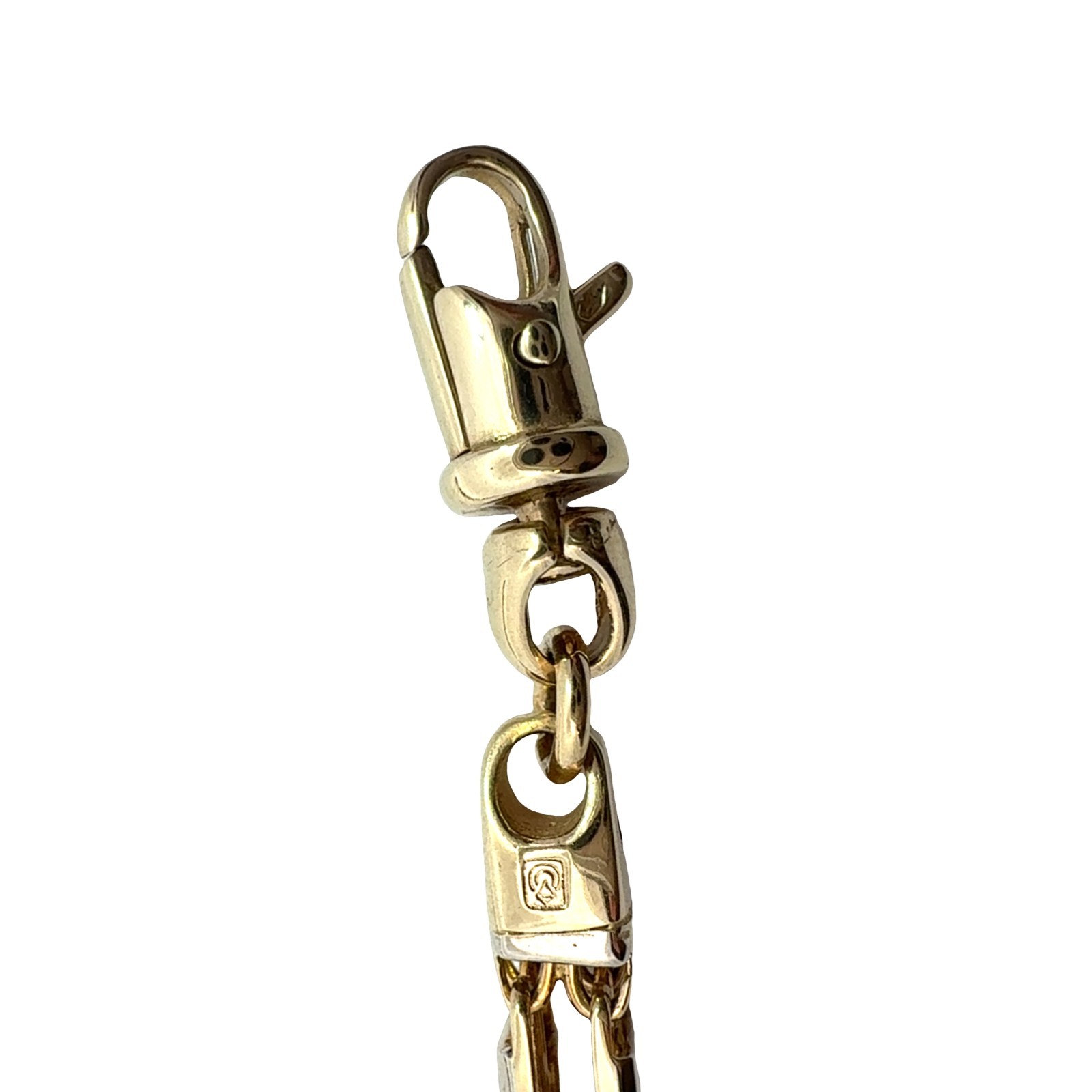 14k Two-Tone Yellow Gold Double Square Link Chain Bracelet 8.25″