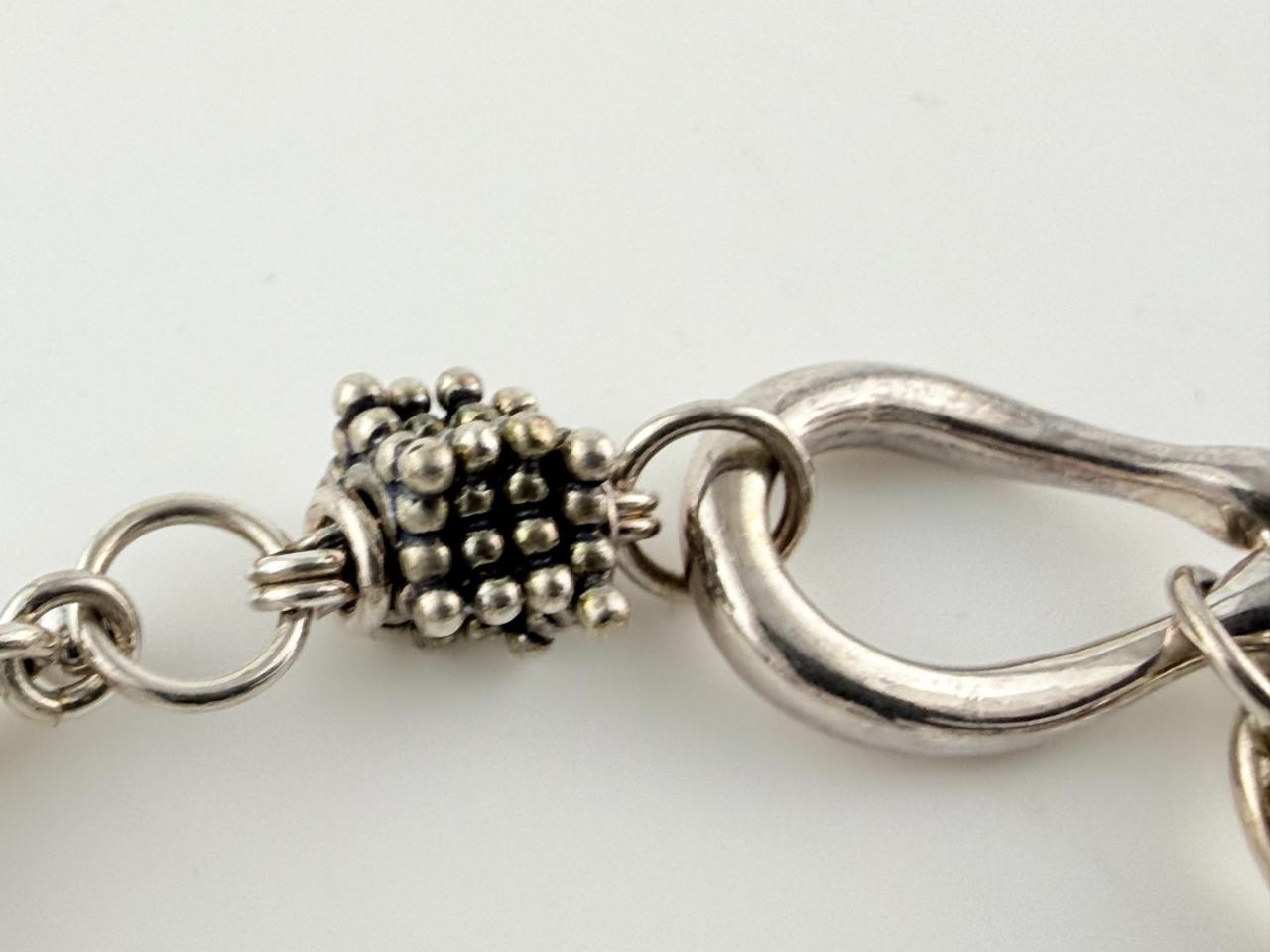 Michael Dawkins Sterling Silver Horsebit Chain Pearl Bracelet 6.5 Inch Length