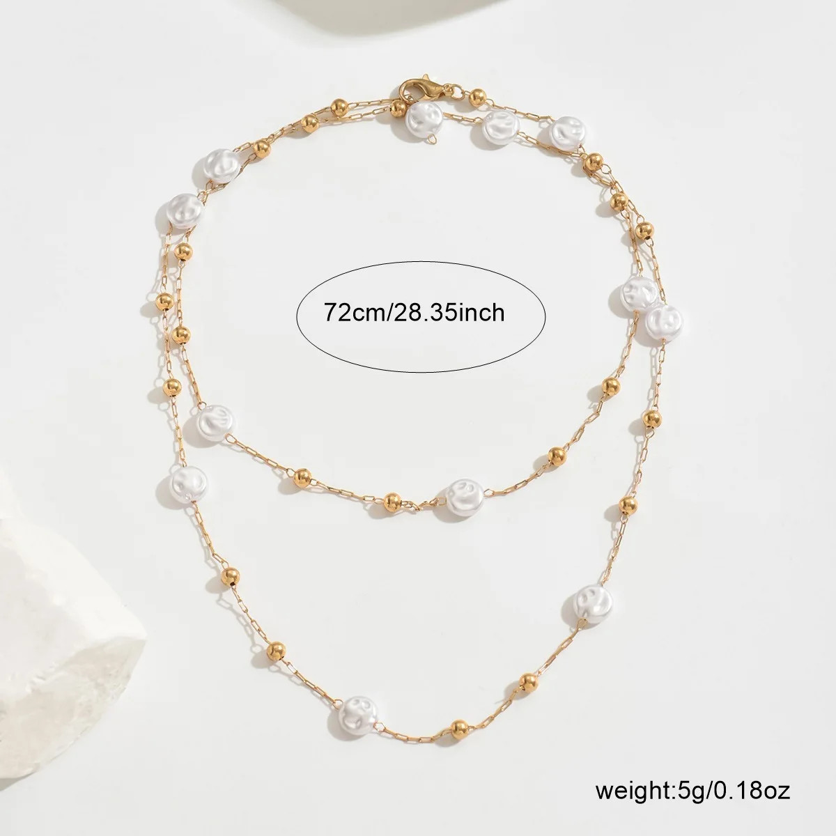 Lariat Pearls Long Chain Necklace For Women Y-shaped Necklace Link Jewelry