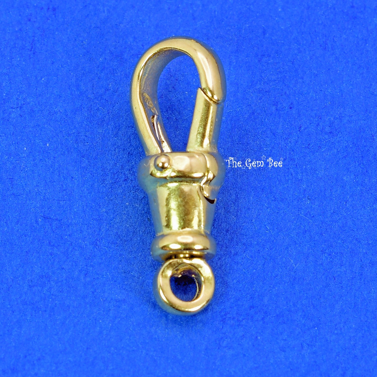 6.5mmx18mm Large 18k Solid Yellow Gold Swivel Push Lock Dog Clip Antique Clasp