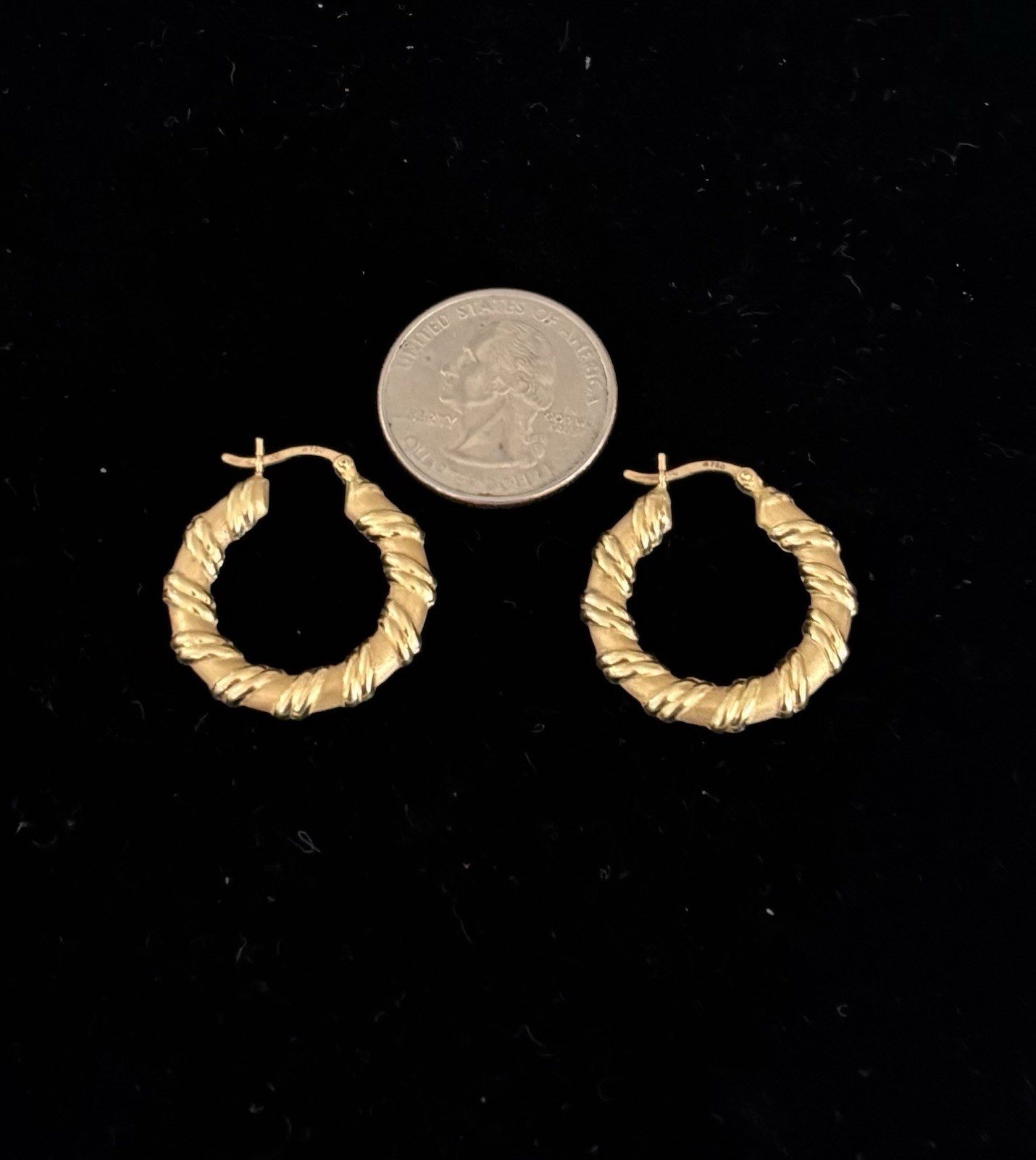 18K Gold Bamboo Style Twisted Hoop, Yellow Gold Hollow Ribbon Hoop Earrings