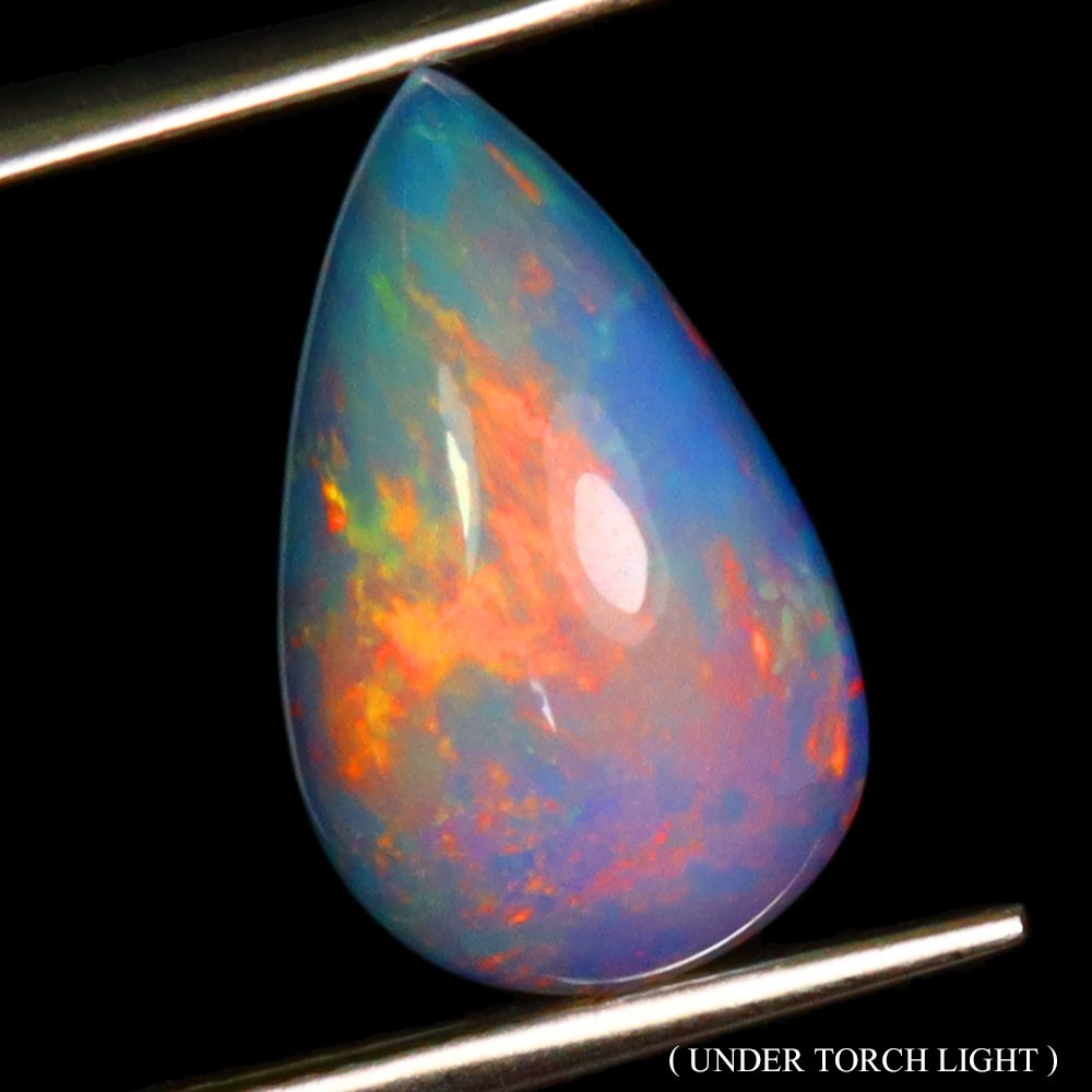 Pear Cab AAA Floral Flash Play Of Color Crystal Fire Opal 2.78ct 15x9mm Gemstone