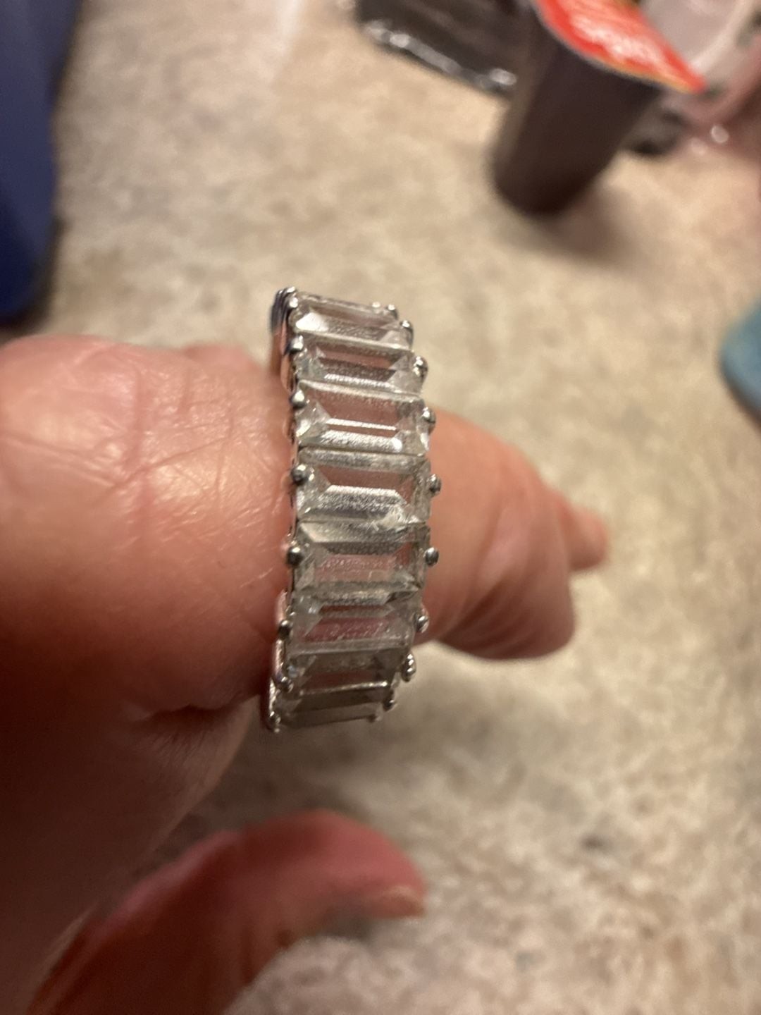 Matrix Vittore ring, Baguette cut, White, Rhodium plated