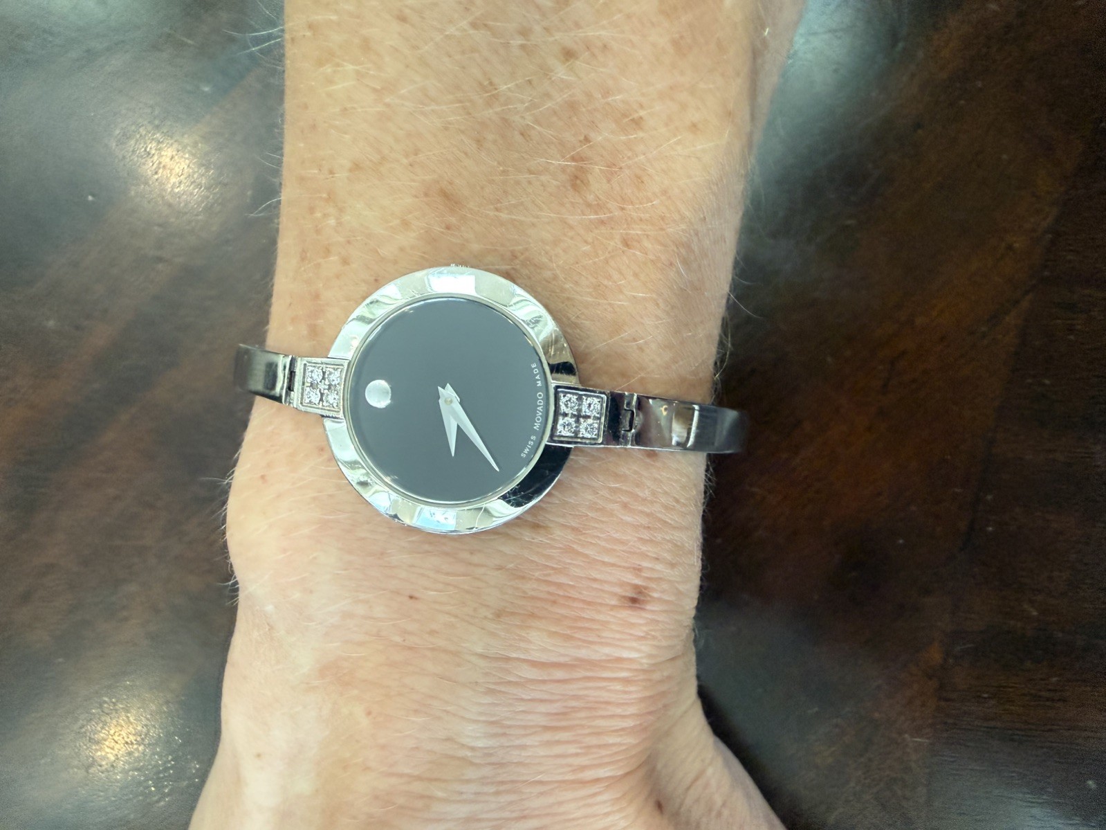 Movado 84 A1 1830 S Women’s Swiss Black Museum Diamond Bangle Watch in Box