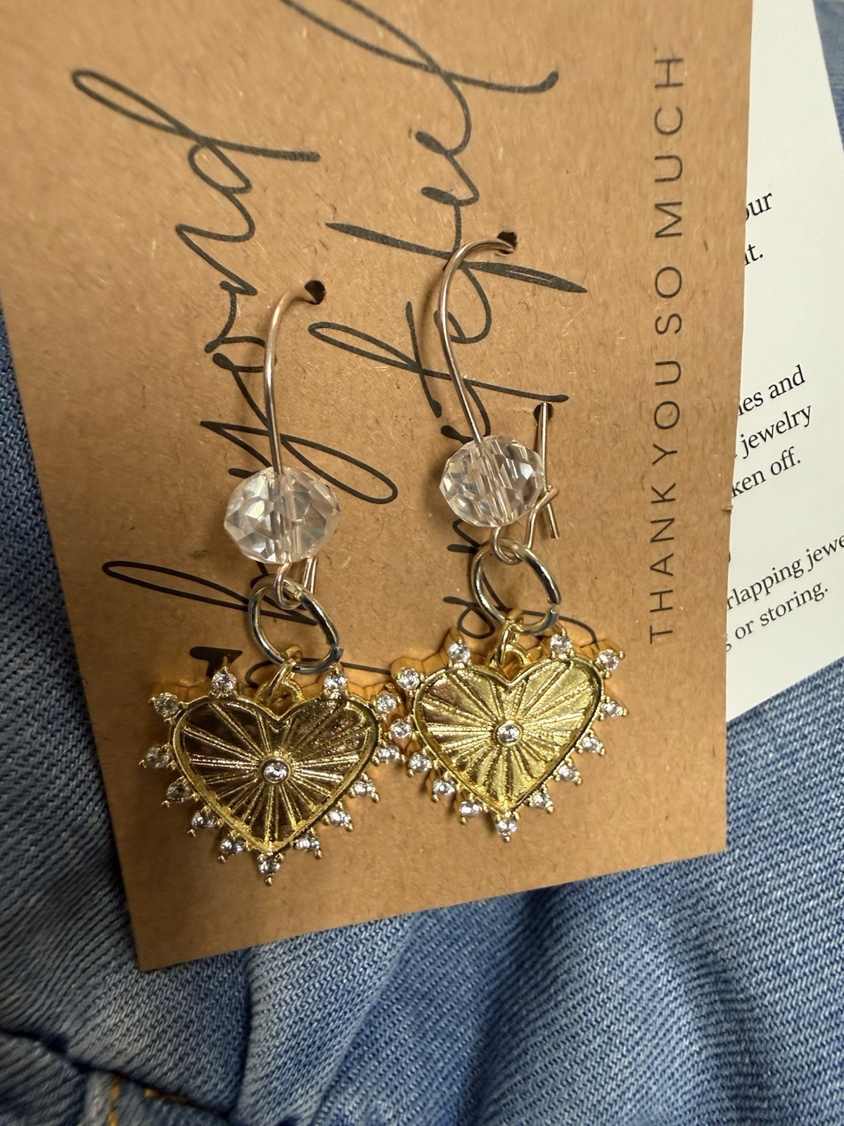 Heart Dangle Earrings Handmade NEW From Boutique
