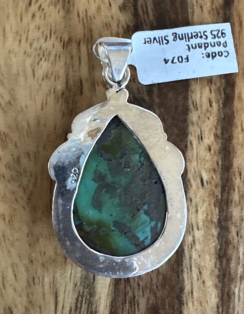 Beautiful Tibetan Turquoise Pendant, Sterling