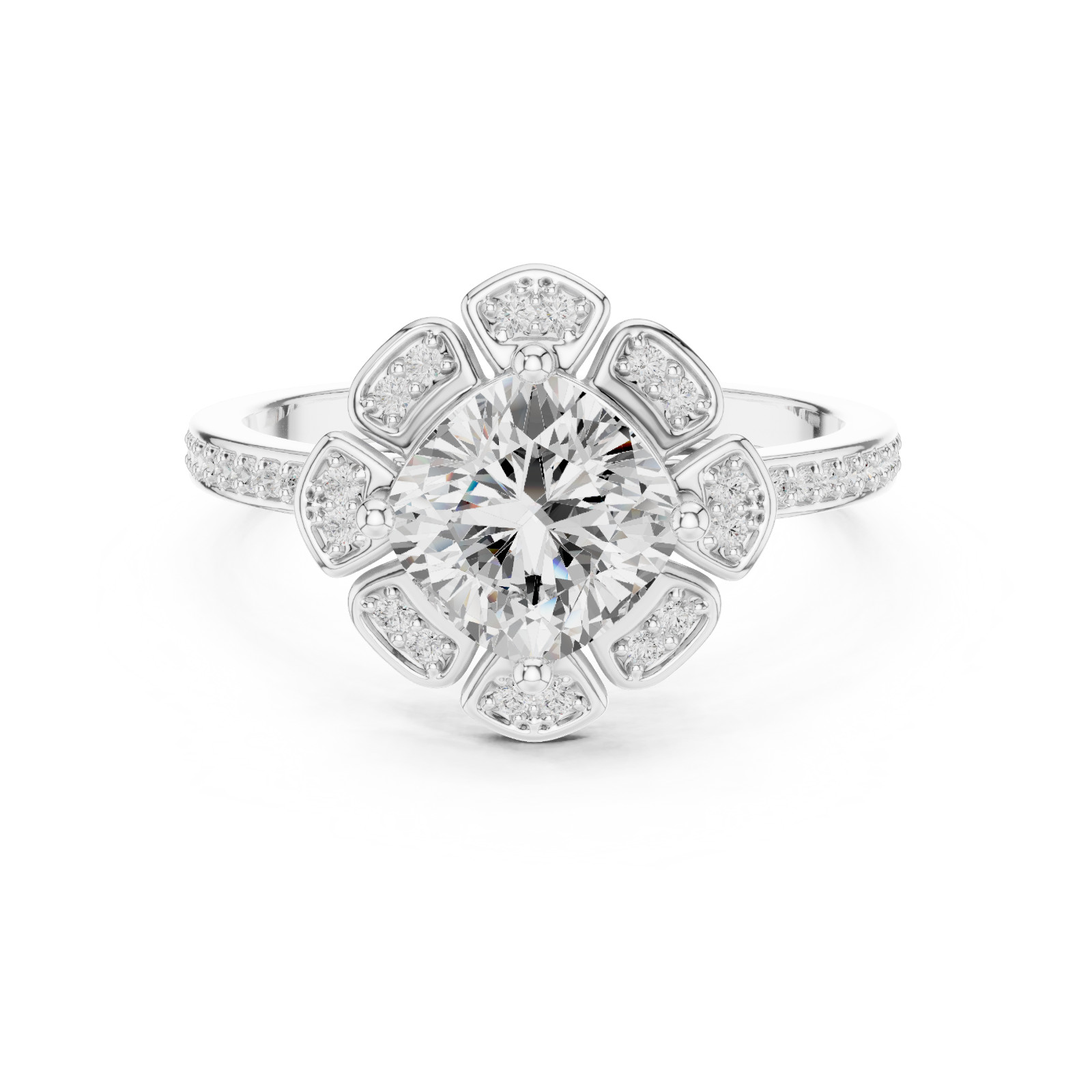 Cushion Certified 1.6 Ct Lab Grown Diamond Anniversary Cosmos Ring 14K Gold Over