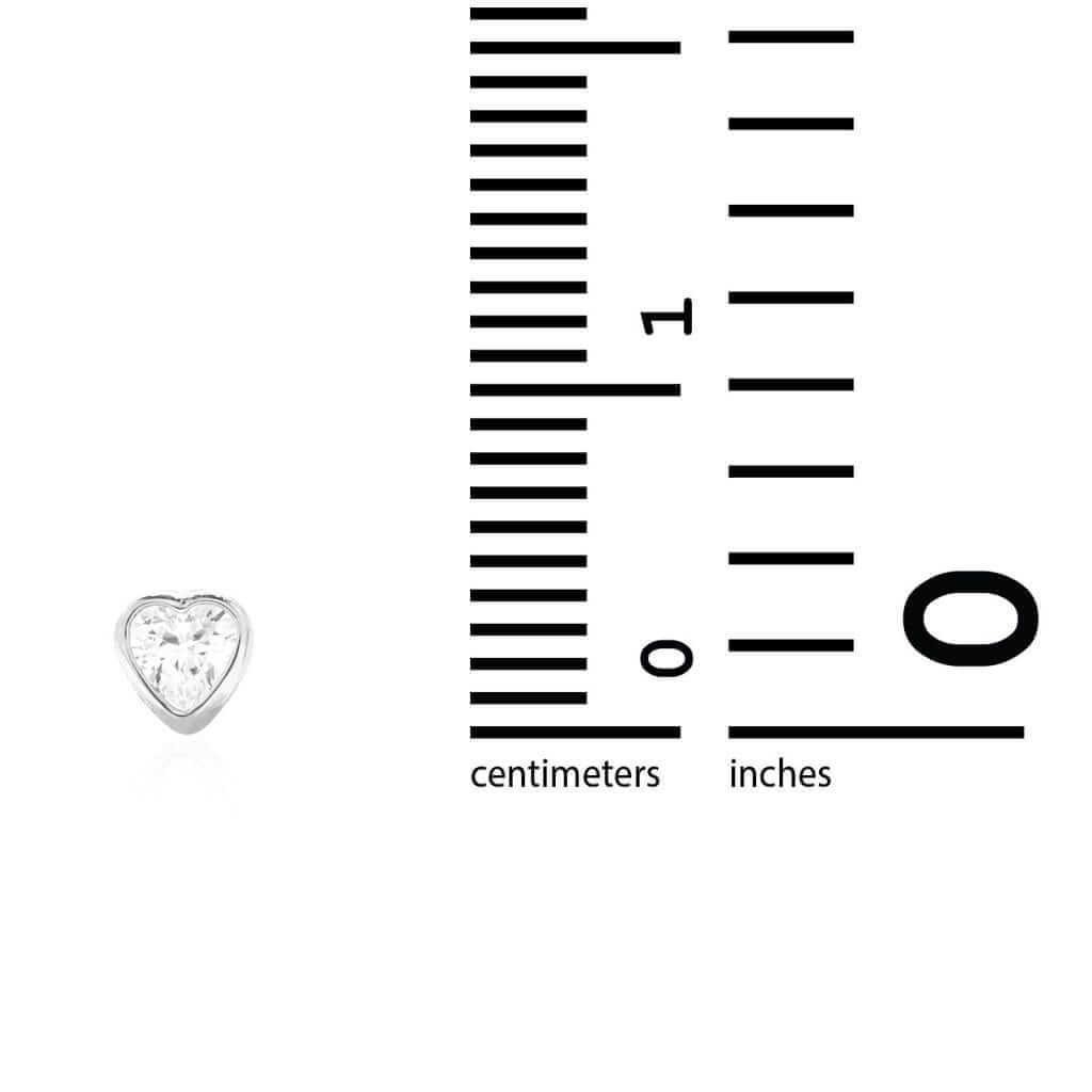 0.50CTW Simulated Diamond 14K White Gold Heart 4mm Bezel Stud Earrings