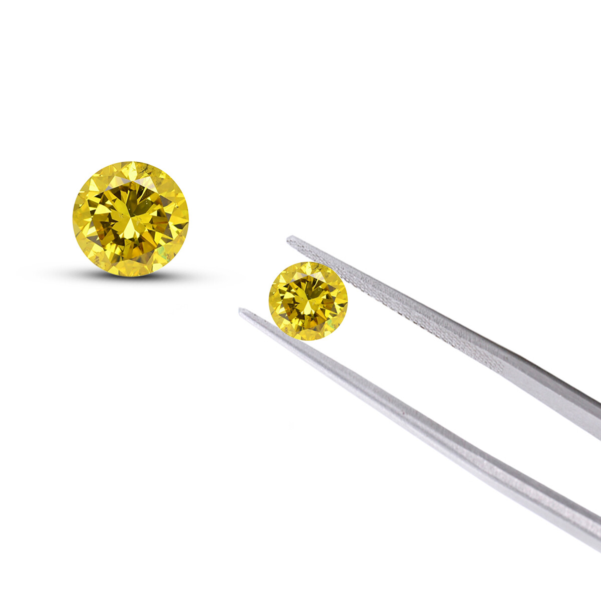 0.66cts 4.3mm Matching Round Pair Fancy Yellow Natural Earth Mined Loose Diamond