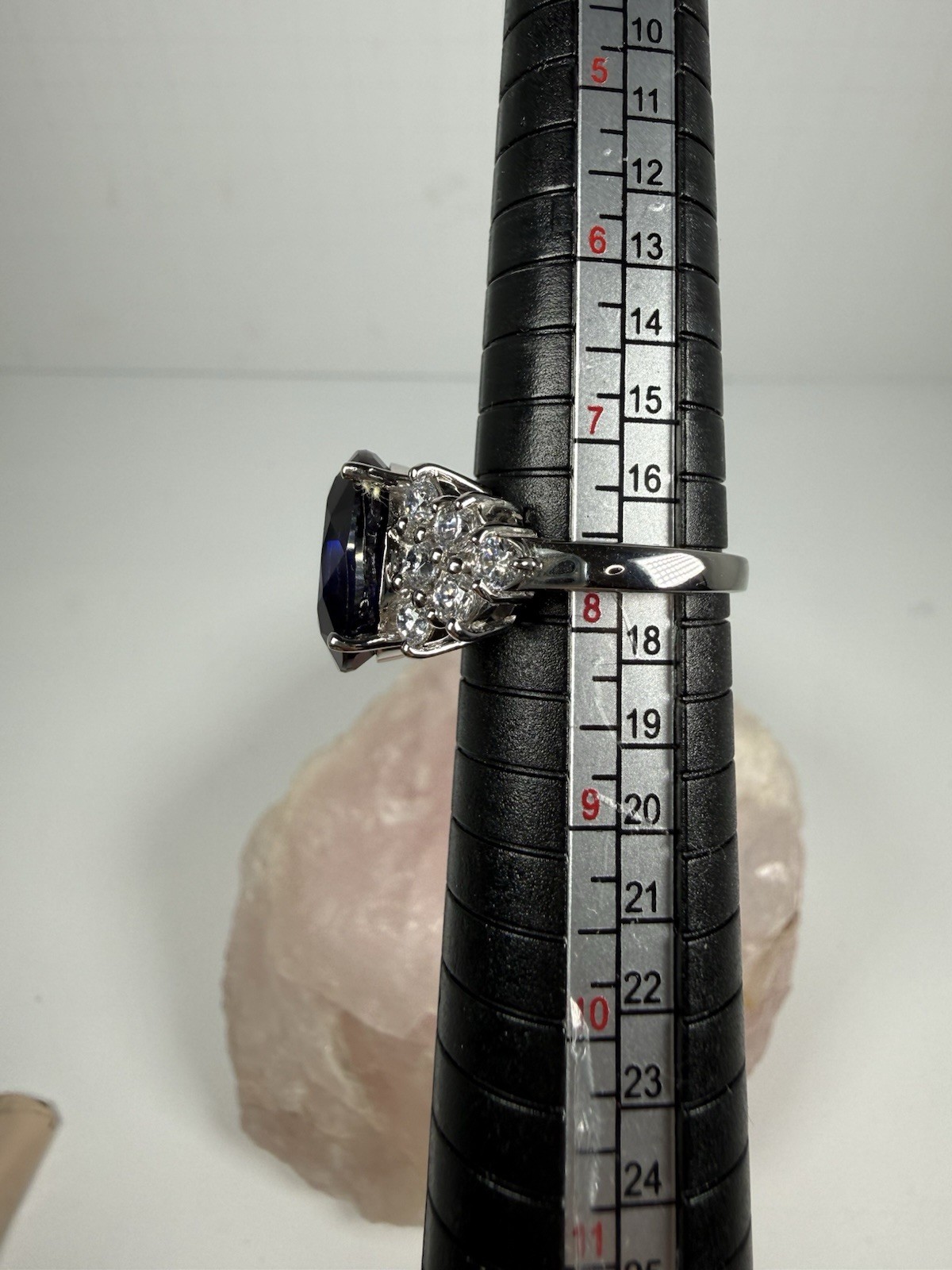 Sterling Silver Ring Size 7.75 Clear And Gorgeous Large Purple Faceted Stone