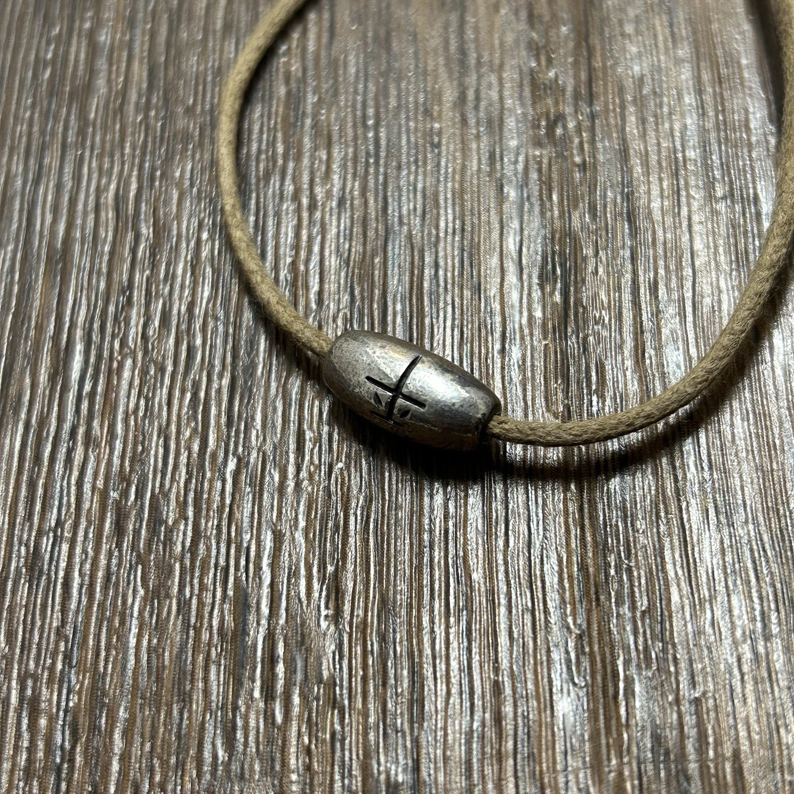 Me & Ro Sterling Silver ‘Peace’ Kanji Bracelet on Natural Cord – 8in