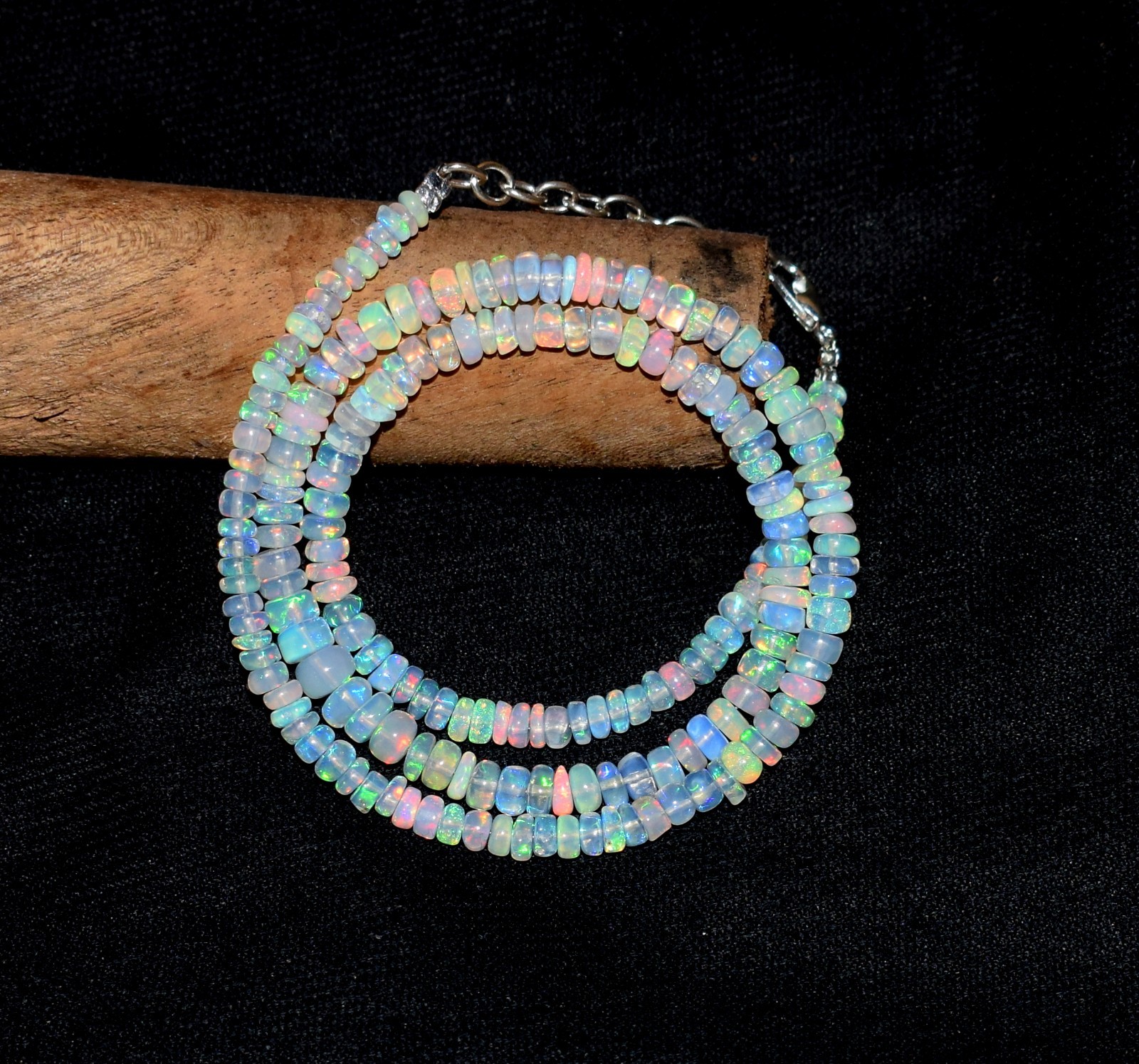 Ethiopian Welo Opal Beads Necklace 16″ Natural Fire Opal Gemstone Jewelry AF0298