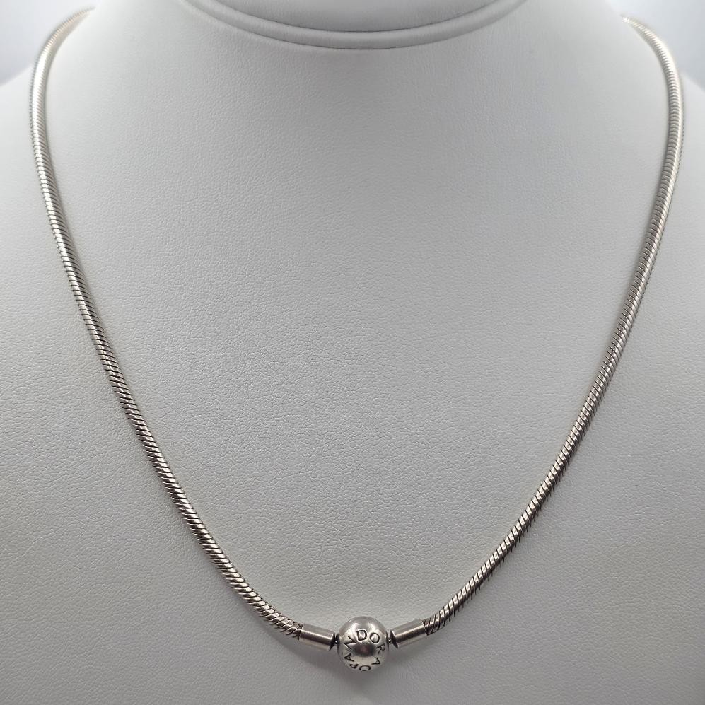 20″ Pandora Moments 925 ALE Silver Snake Chain Charm Necklace 590742HV-50