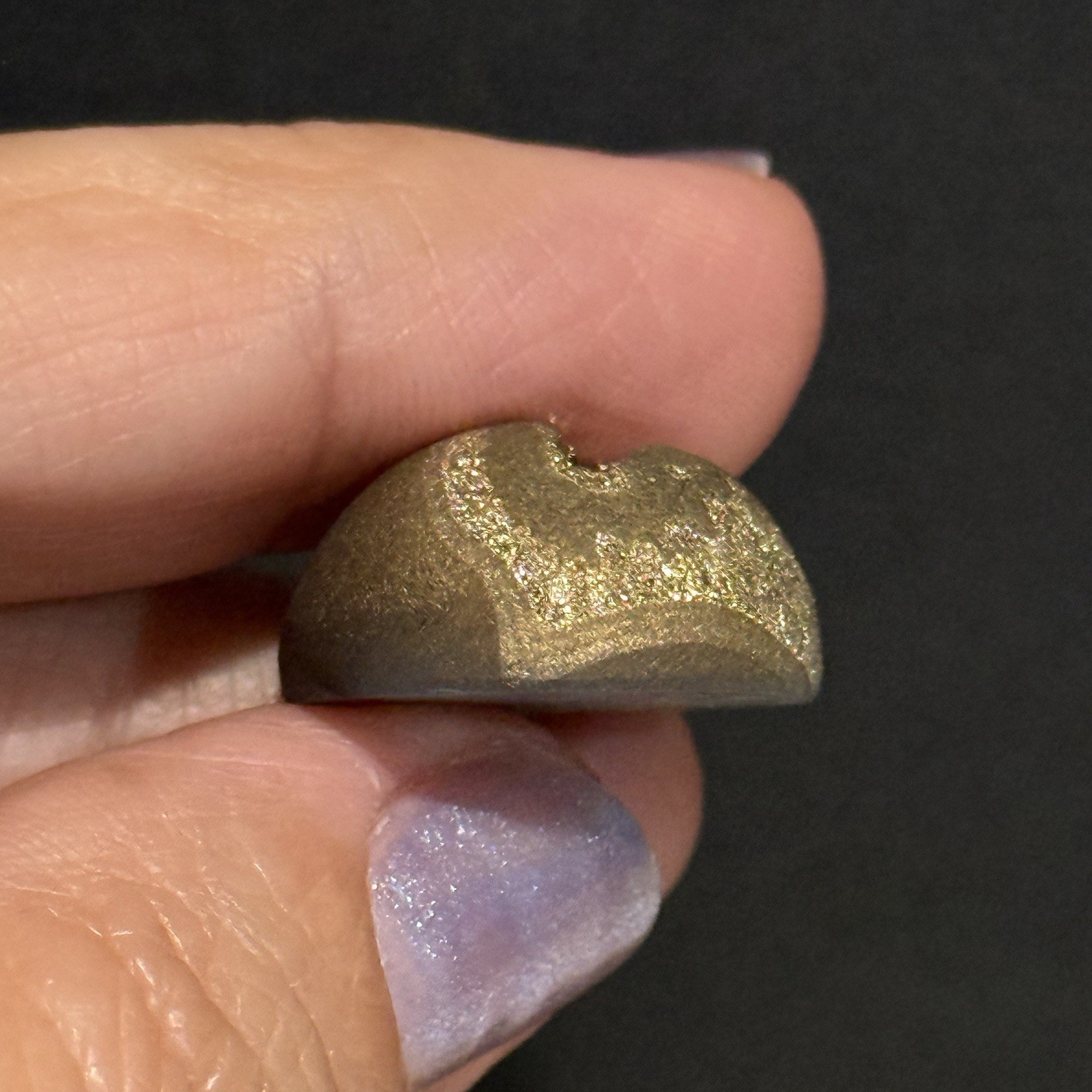 19.85×10.3mm Sparkly Golden Coated Round High Dome Agate Druzy Cabochon