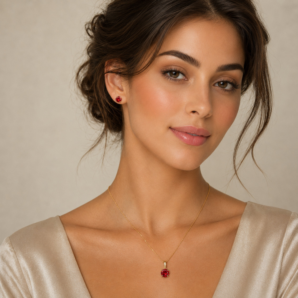 Yellow Gold Ruby Solitaire Pendant Hallmarked British Made All Chain Lengths