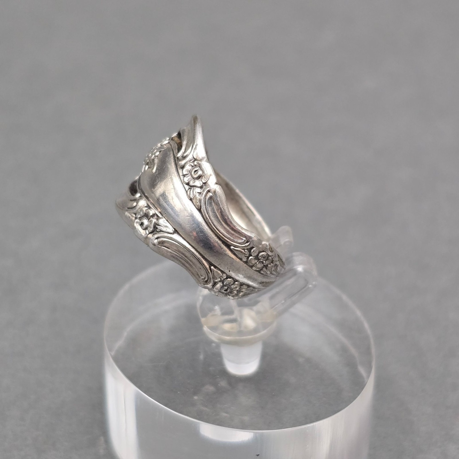 Vintage Oneida Community Silver Spoon Ring Size 3.5 Rose Floral Openwork