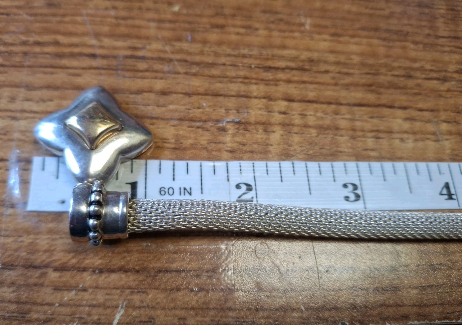 Unique 925 & 14k Joseph Esposito Mesh Snap Pendant Necklace 18.5in