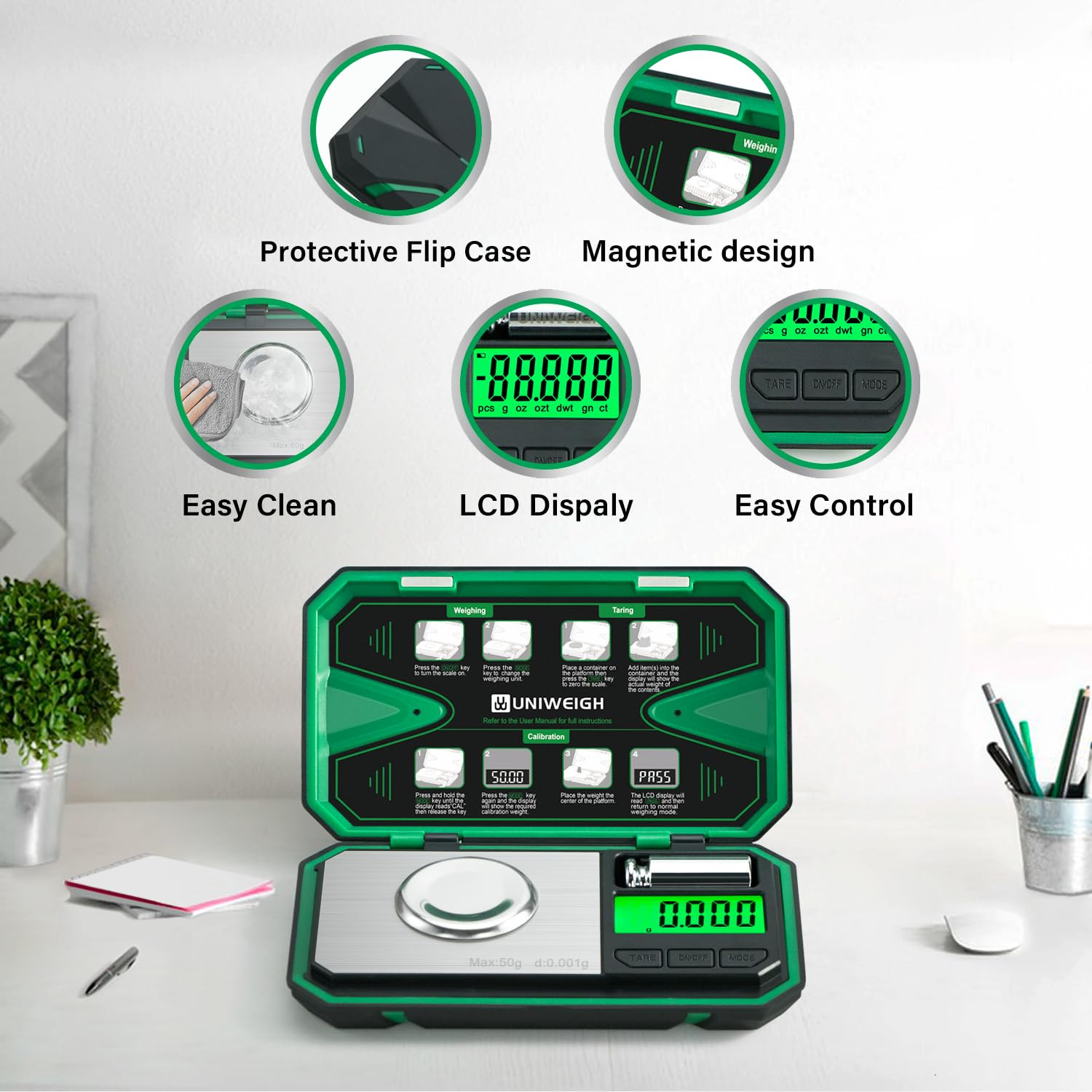 Milligram Scale Precision 0.001G/50G, Digital Jewelry Scale for Powder,Coins,Gol