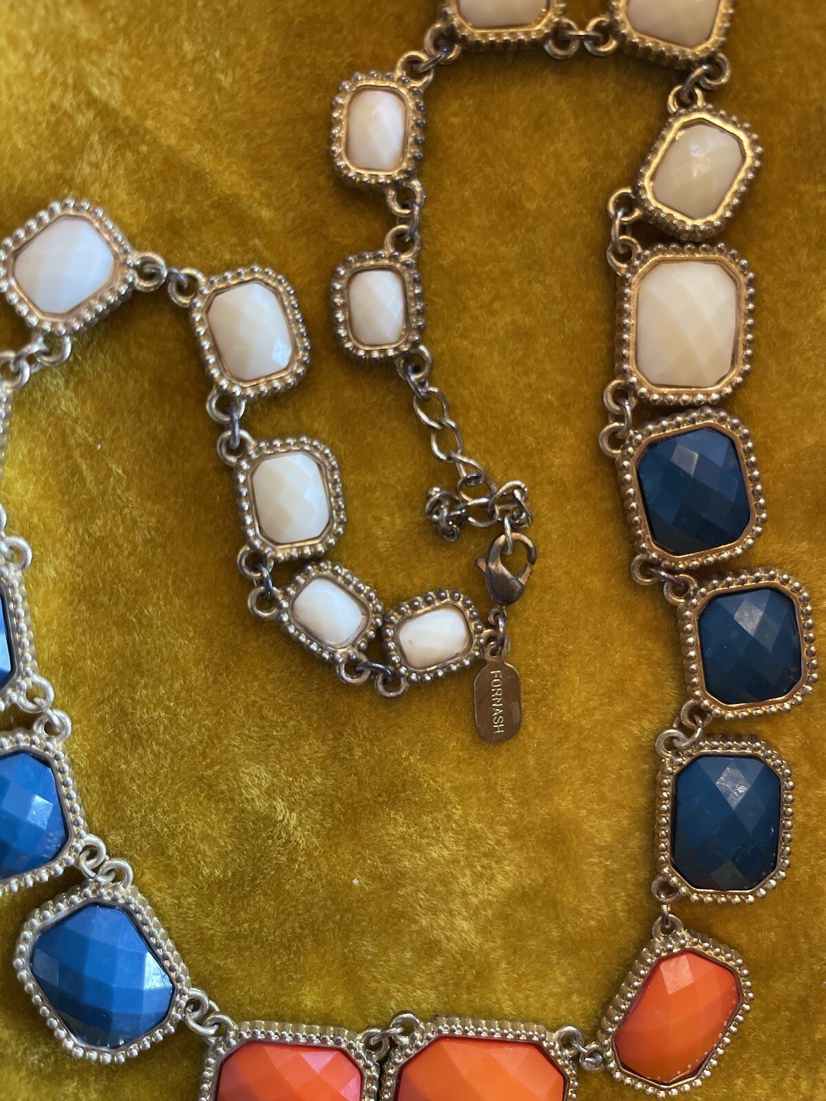 Old Middle Age Victorian Style Silver Toned Three Color Necklace By Fornash