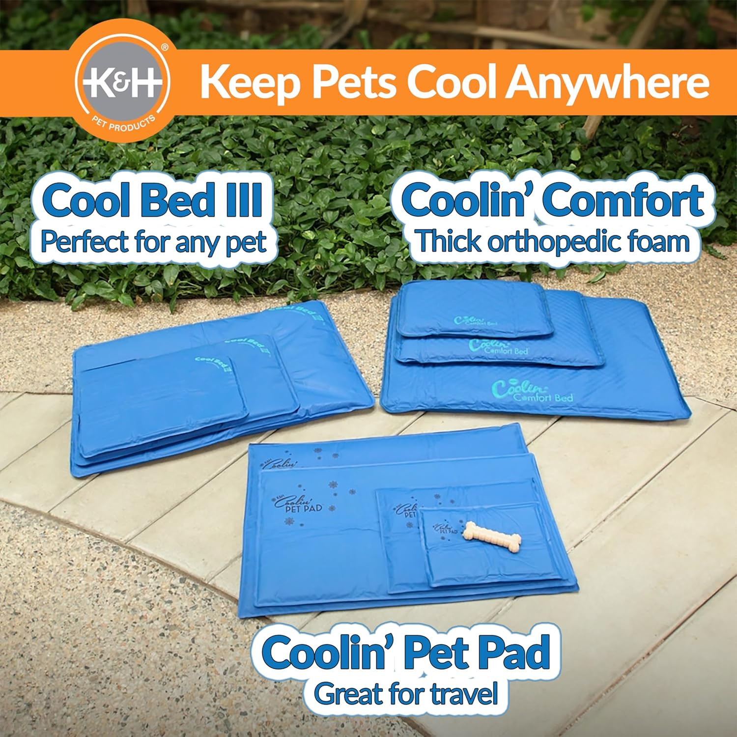K&H Pet Products Cool Bed III Dog Cooling Mat, Indoor Outdoor Cooling Beds for L