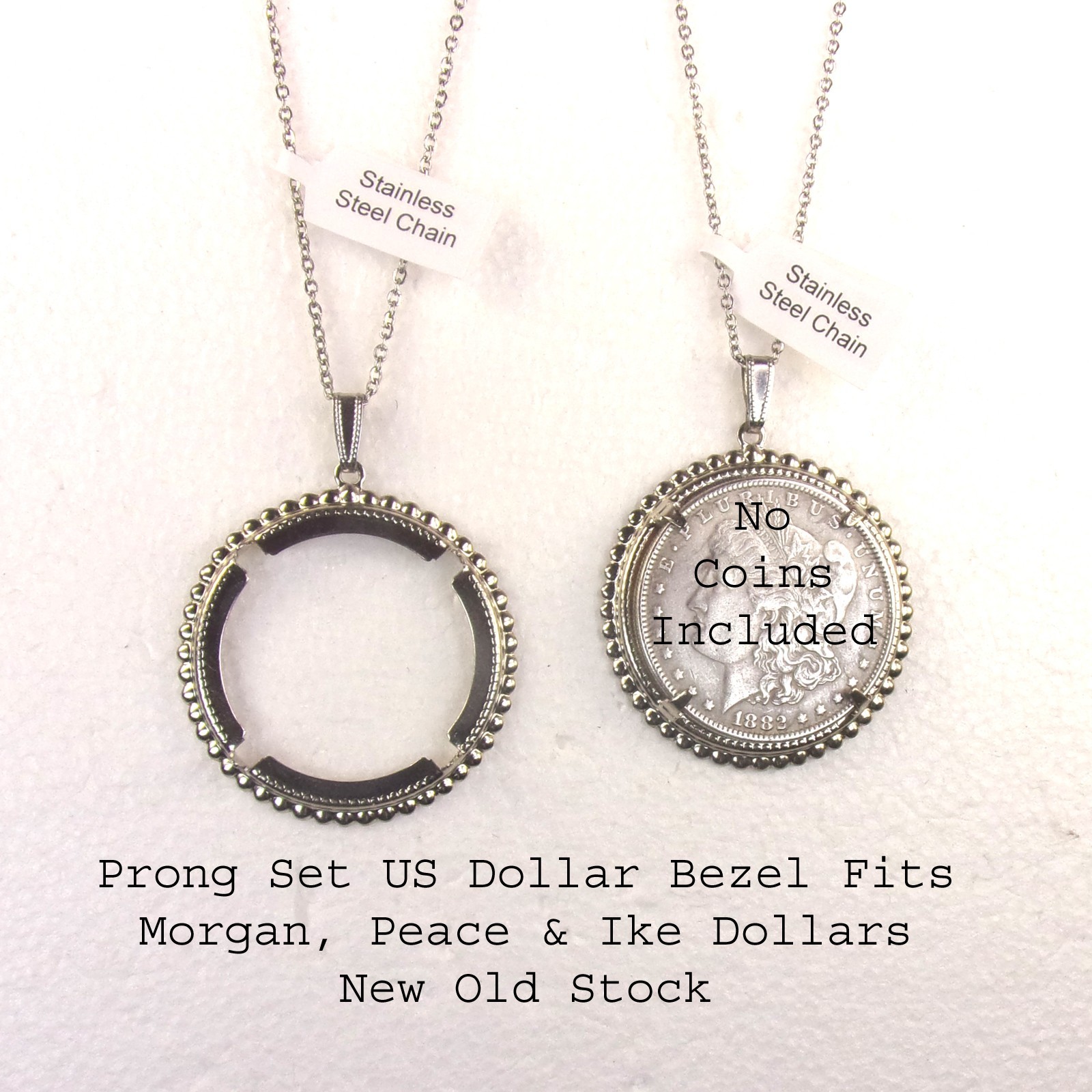 US Dollar Bezel Necklace Prong Set,Necklace on Stainless Steel Chain