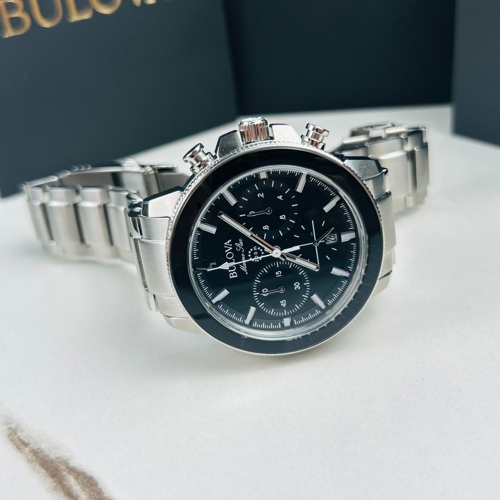 Bulova Marine Star Series C 96B272 Black Dial Stainless Steel Men’s Quartz Watch