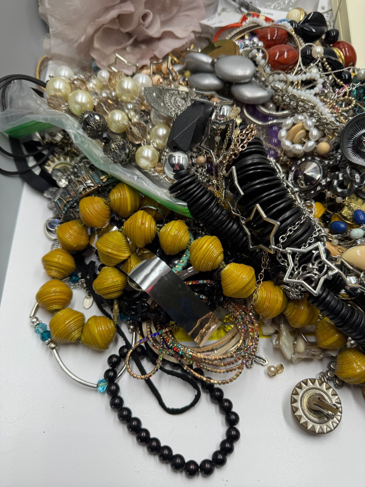 10 lb Gold Tone Costume Jewelry Lot Craft Harvest Repair Repurpose Vintage 2 Now