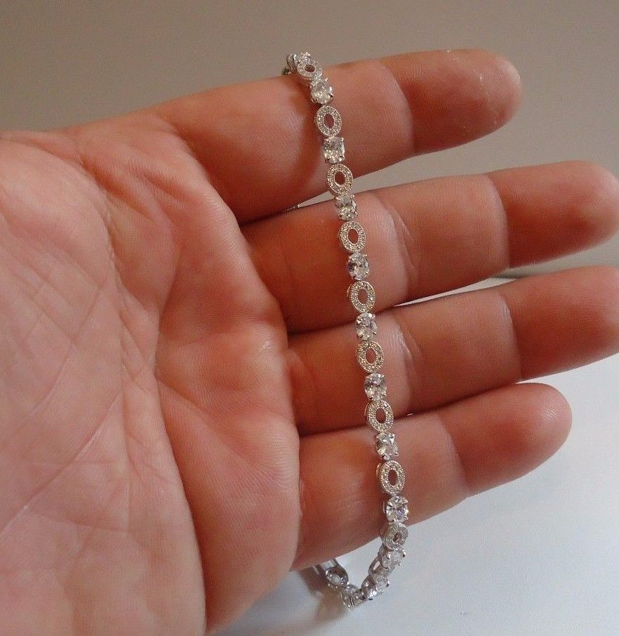 925 STERLING SILVER LADIES DESIGNER TENNIS BRACELET 6.50 CTS SIMULATED DIAMOND