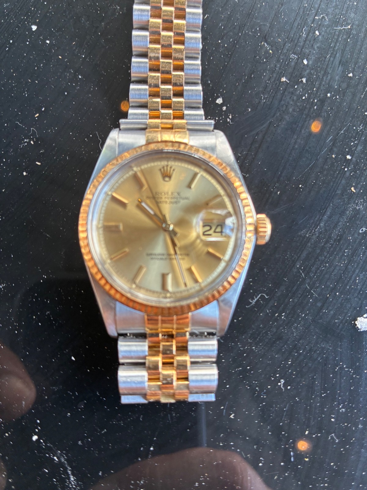 Rolex Datejust 16013 Gold and Silver Jubilee Bracelet with Gold Bezel