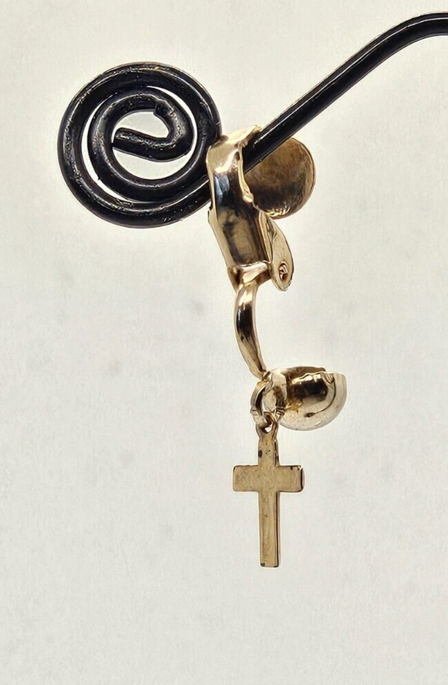 Costume Jewelry Small Cross Dangle One Earring as is