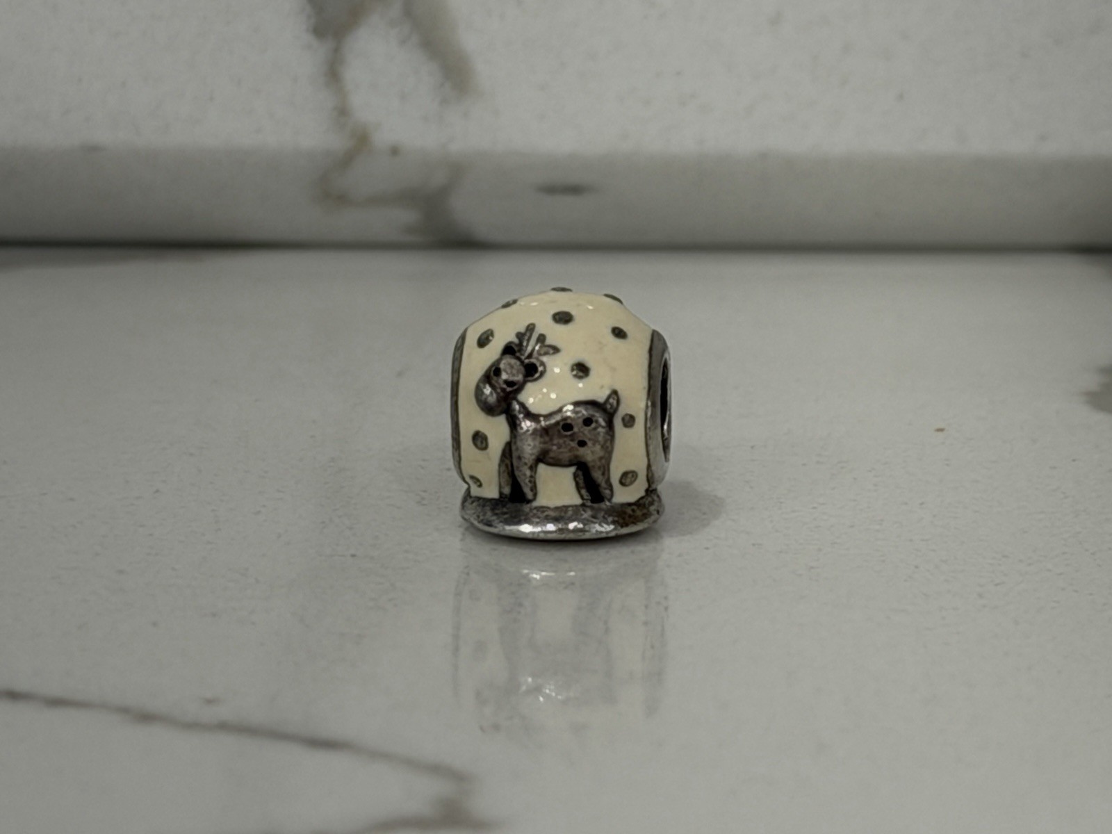 Pandora Sterling Silver Reindeer Snow Globe Enamel Charm Bead 791228EN12