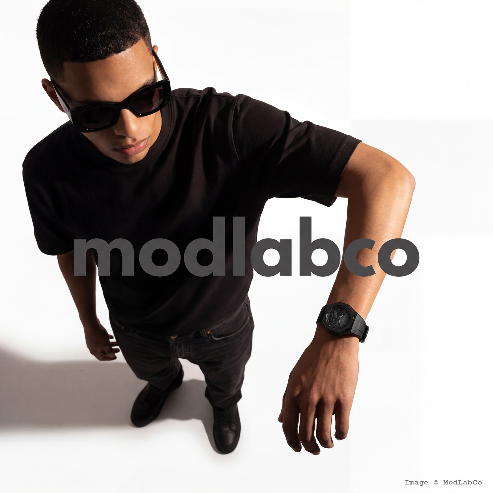 MLC-106 modlab company CLASSIC Octagonal Black Rubber 42mm Custom Watch