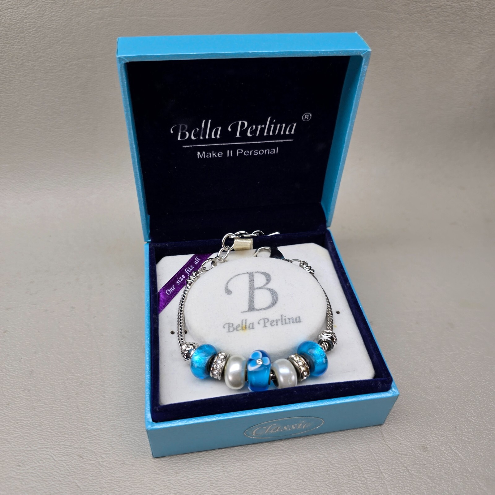 Bella Perlina Bracelet Rhinestones Blue Iridescent NEW