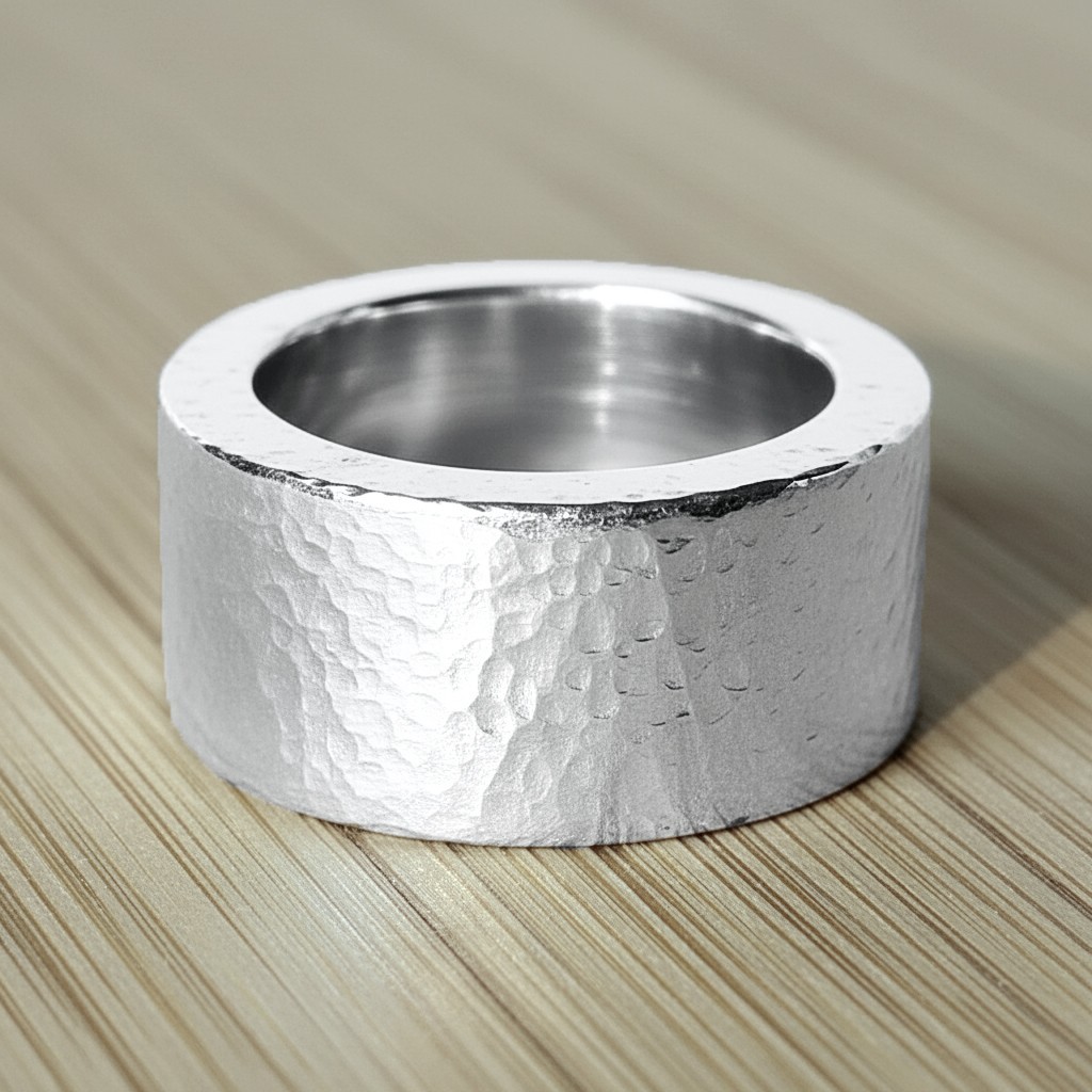 Hammered CUSTOM 999 Silver Ring 31g 1Oz Ancient Rome Width 13.5mm Thick 3.5mm