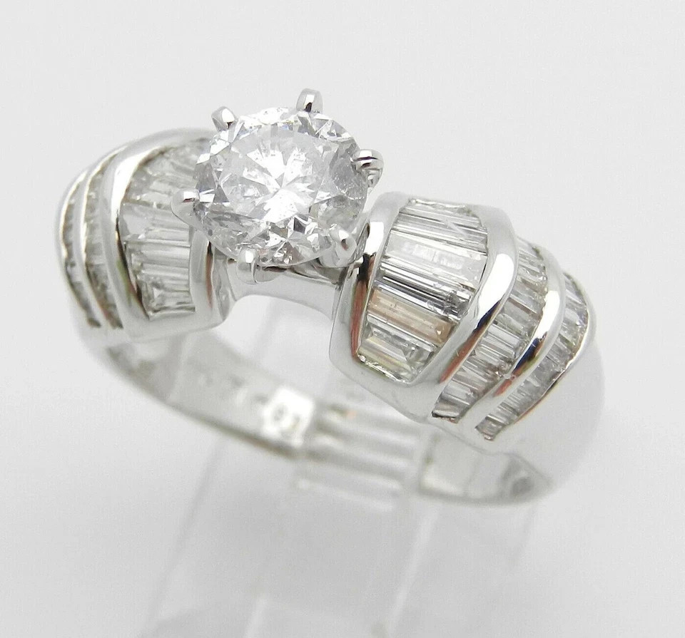 3Ct Round Cut Lab Created Diamond Engagement Wedding Ring 14K White Gold Finish