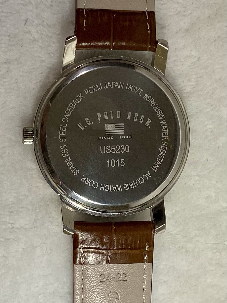 Men’s U.S. Polo Assn. Quartz Watch With Green Dial & New Leather Band & Crystal
