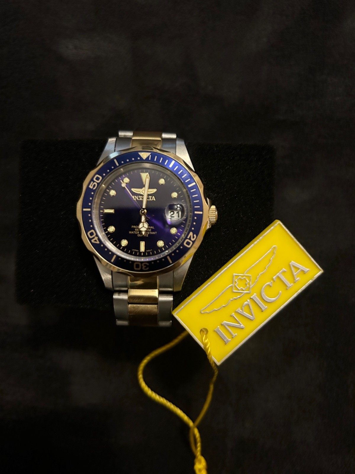 Invicta Pro Diver 26972 Blue Dial Two Tone Stainless Steel Wrist Watch for Men
