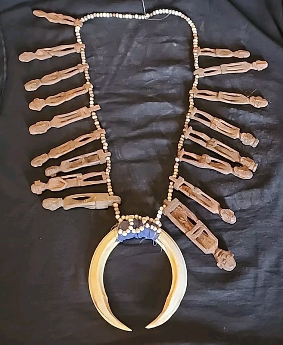 Antique Dayak Beaded necklace Headhunter tribal shaman relic #2