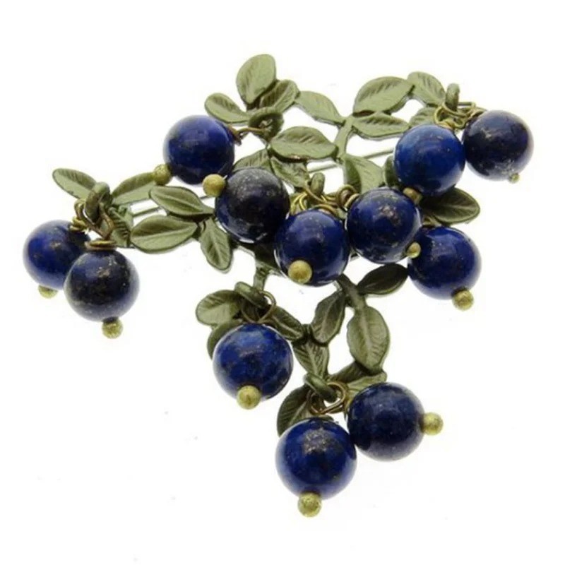 Elegant Green Cranberry Brooch Metal Pin Pearl Plant Leaf Accessories Jewelry