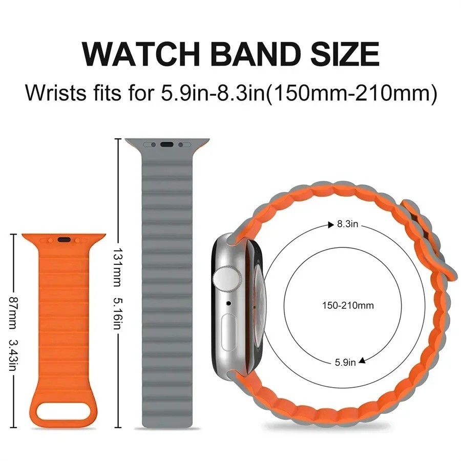 Silicone Magnetic Strap Band For Apple Watch Series Ultra 3 11 10 9 8 SE iWatch